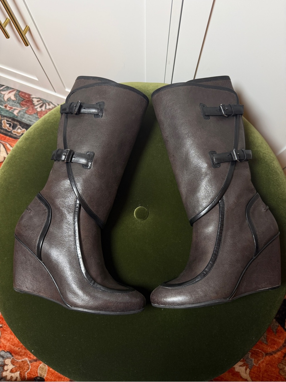 Balenciaga FW04 Nicolas Ghesquière Archive Runway Knee High Wedge Boots 36.5